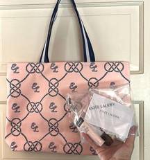 ESTEE LAUDER CANVAS NAUTICAL TOTE W/SAMPLES