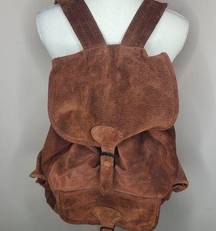 Vintage Suede Leather Backpack Handmade Rucksack 90s Y2K Boho Casual