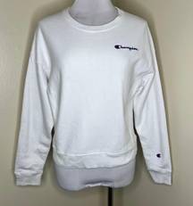 Champion Reverse Weave Sweatshirt MEDIUM Womens White Crewneck Fleece Casual