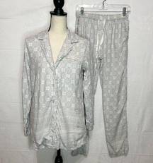 Soft Surroundings Gray Devine Flannel Pajama Lounge Set Sz XS Knit