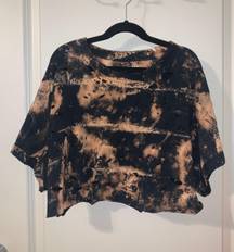 Gildan Bleach Dyed Black Cropped Tee