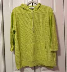 NWOT Lime open knit hooded sweater