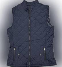 Navy Blue Quilted Front Zip Vest Sz L. NWOT