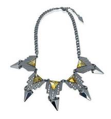 Vintage Inspired Art Deco Retro Silvertone Rhinestone Statement Necklace