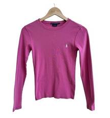 Ralph Lauren  Sport Womens Size S Long Sleeve Knit Polo Logo Pink Pullover