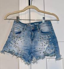 Beaded Denim Shorts