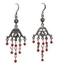 Gypsy 925 Sterling Chandelier Red Beaded Earrings  Hippie Statement Dangle Boho