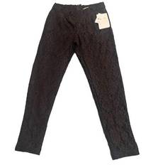 Lily White Leggings Womens XS Pants Black Lace Zip Back Tapered Ankle Cropped