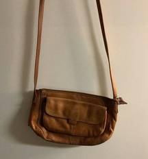 Unlisted Womens Brown Leather Inner Zipped Pockets Shoulder Bag Size Small