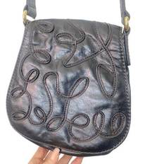 Corso Como Black Leather Crossbody Flap Closure Classic Purse Bag Excellent