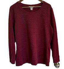 Christopher & Banks maroon Chevron stitched sweatshirt, women, XL