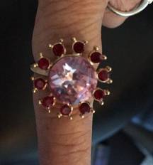 New Badgley Ruby & Pink Center crystal Ring