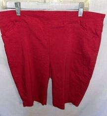 Kim Rogers Bermuda Shorts Women's Size 14 Red Waist 34 Inseam 11 Rise 10 Pockets