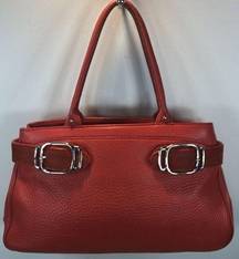 Cole Haan Village Leather Red Pebbled Satchel Purse Handbag READ