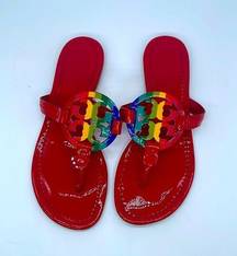 Tory Burch  Red Patent leather Rainbow Miller sandals 7