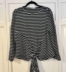 SALE Caslon striped tie front long sleeve top