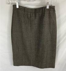 CAbi  388 Plaid Glenn Brown Knit Pencil Skirt Women's  Size 8