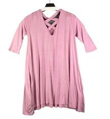 Rags and Couture Pink Night Gown Womens Top Stretchy Long Criss Cross Sz Medium