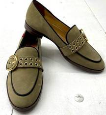 Marc Joseph NY Olive Leather Buckle Loafers W/ Grommet Women Size 6.5 NEW