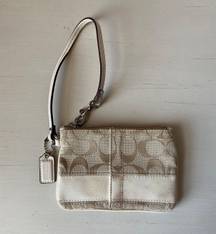 Coach Vintage  tan monogrammed wristlet wallet