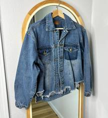 oversized distressed denim jean jacket