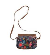 Lily Bloom Floral Print Crossbody Bag Blue Bohemian Cottagecore Coastal Classic