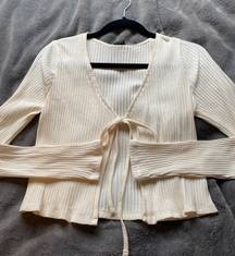 Crop Cream Knit Open Cardigan