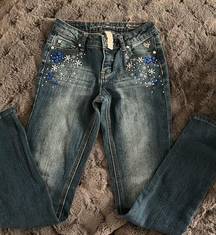 Justice Premium Distressed Dark Wash Blue Jeans Size 12S