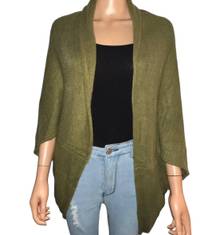 Olive Slouchy Open Front Cardigan