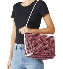 Elizabeth and James red white blue Woven Zippered Shoulder Tote Bag