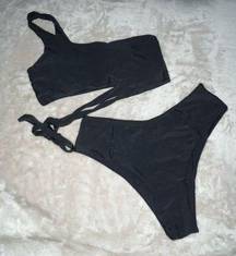 SheIn off shoulder high waisted black bikini, size Medium