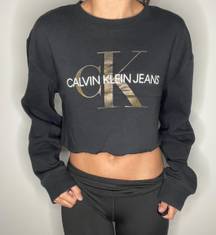 Calvin Klein Jeans Cropped Crewneck Black Sweatshirt Size L