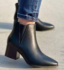 Black Chunky Wooden Ankle Bootie