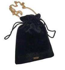 Carolina Herrera elegant black velvet bucket shoulder bag with gold chain