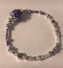 Handmade Purple Crack Stone Beads Bracelet