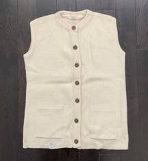 Vintage Roebuck & Company Sear Cream Button Down Crewneck Sweater Vest Sz Medium 