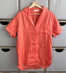 Talulah orange linen button down