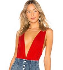 Red V Neck Bodysuit