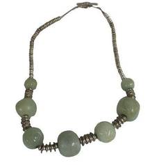 Chunky Green Stone Silver Color Necklace Sigrid Olsen Designer Jewelry