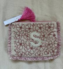 Sequin Embroidered S initial Pouch 