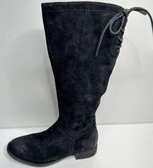 Born Hayden Boots Womens 6.5 Black Suede Distressed Knee High NWT