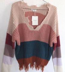 Striped Fringe Sweater