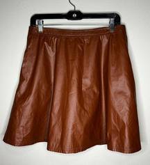 Tinley Road Women's Size M Medium Brown Faux Leather Skirt Pockets