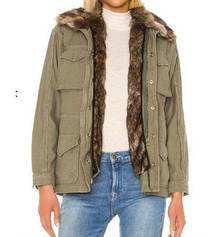 FRAME Faux Fur Lined Military Style Jacket Sz Small