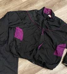 Vintage 90s  track suit matching set windbreaker jacket pants black medium