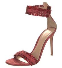 NEW NIB  Caribe Tinsel Ankle-Strap Sandals In Red