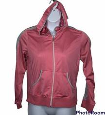 Gloria Vanderbilt Sport Vintage Hooded Pink Track Jacket size large