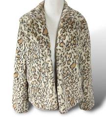 Mob Wife Faux Fur Leopard Coat XXS Oversized Boxy Fit 1.State Fluffy