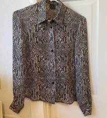 INC  Cheetah Print silk blouse top