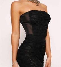 I.AM.GIA Ophelia Jumpsuit Ruche Mesh Strapless Stretch Black Size S New!